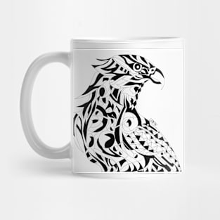 white line art mecha peregrine falcon halcon ecopop in mexican techno organic tribal totonac patterns Mug